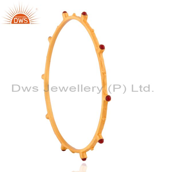 Supplier of Indian handmade ruby gemstone sterling silver bangle gold plated