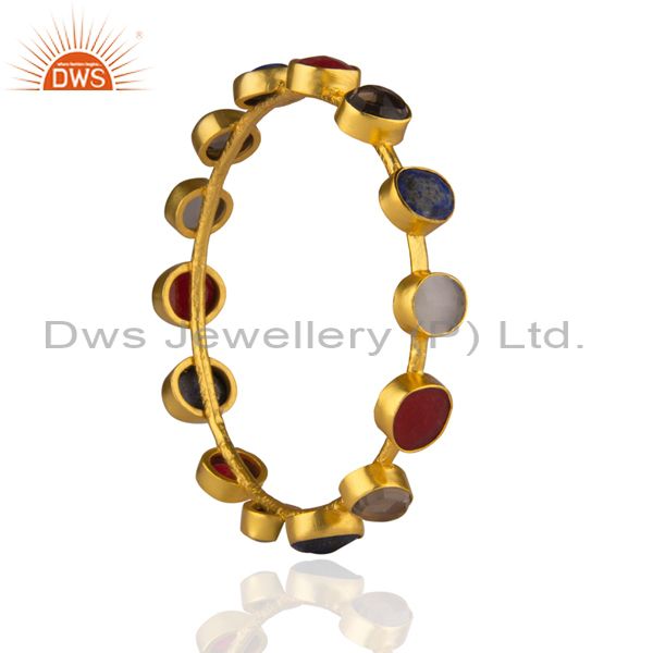 Supplier of 22k yellow gold brass lapis lazuli red aventurine gemstone bangle