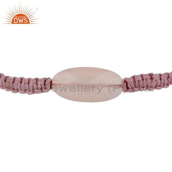 Exporter Handmade Designer Macrame Bracelet With Natural Rose Chalcedony Gemstone