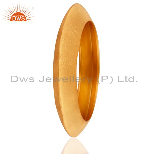 Supplier of Stain matte finish 24k yellow gold plated sterling silver bangle