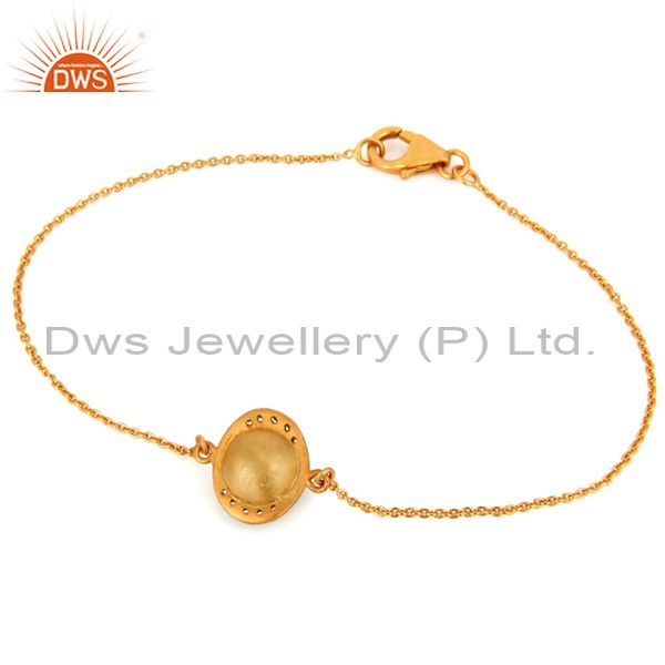 Exporter Natural Turquoise Gemstone 18k Yellow Gold Plated Fashion Chain Bracelets