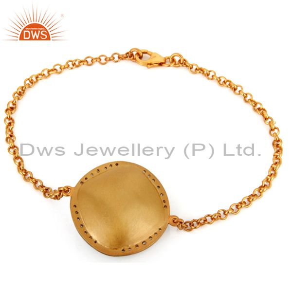 Exporter 18K Gold Plated 925 Sterling Silver Green Onyx Gemstone Fashion Bracelet Jewelry