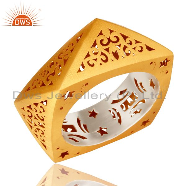 Supplier of 22k yellow gold plated 925 silver unique filigree designer bangle