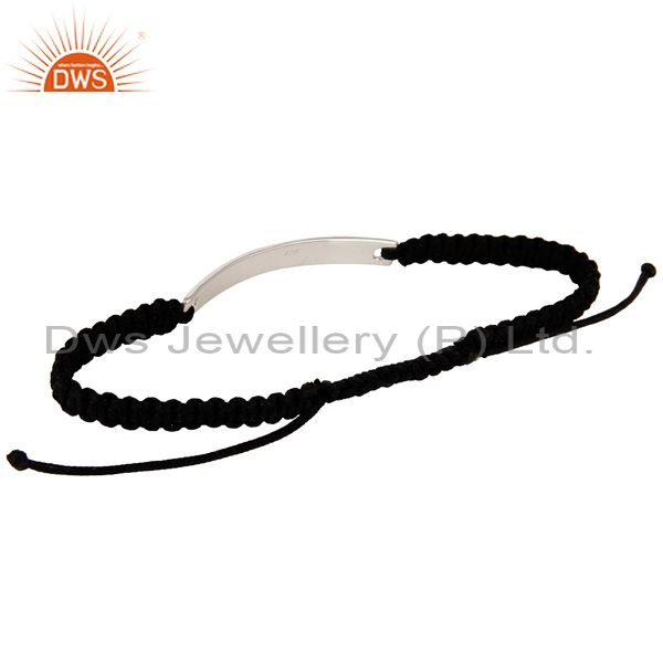 Exporter Handmade 925 Sterling Silver Hammered Charms Black Cord Macrame Bracelet