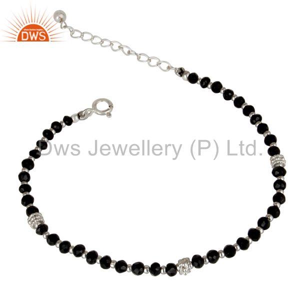 Exporter Black Onyx Beaded Gemstone Sterling Silver Girls Bracelet Supplier