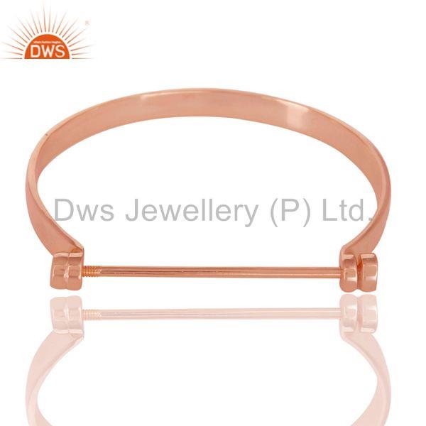 Supplier of 14k rose gold plated 925 silver handmade screw lock openable bangle