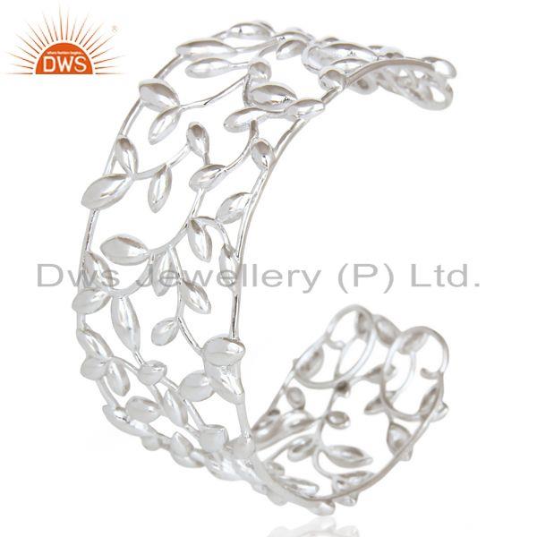 Exporter Leaf Design Designer Fine Sterling 92.5 Silver Cuff Bangle Manufacturer