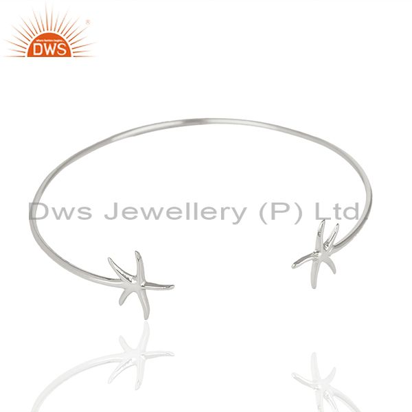 Exporter Star Fish Style Handmade 925 Sterling Silver Cuff Plain Bangle Wholesale Jewelry