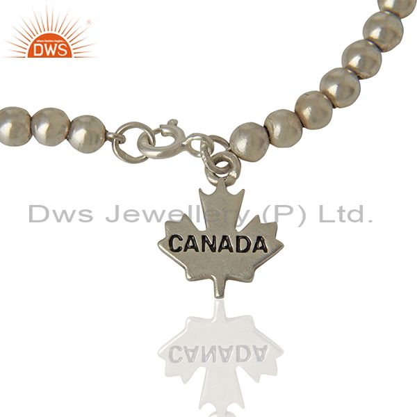 Exporter Canada Maple LeafÃ‚Â 925 Sterling Silver Oxodized Plating MacramÃƒÂ© Bracelet