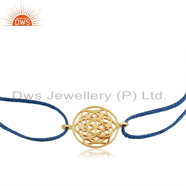 Exporter Indian Chakra Design 925 Silver Gold Plated Bracelet Manufacturer
