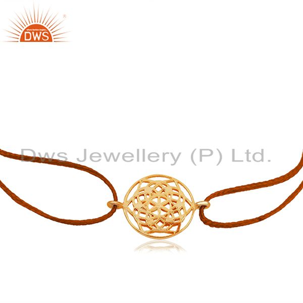 Exporter 18k Gold Plated Sterling Silver Chakra Design Adjustable Bracelet