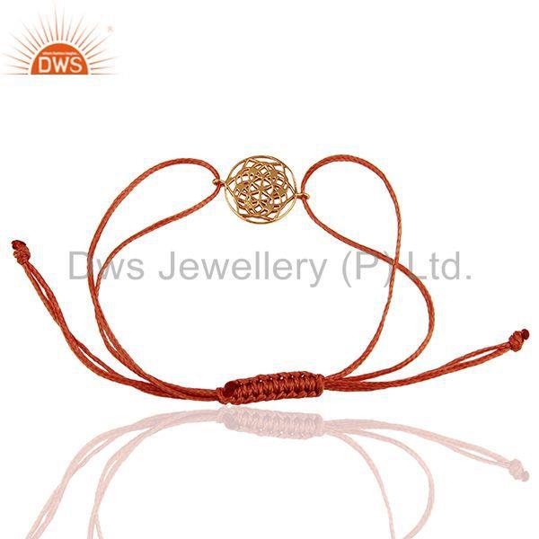 Exporter Flower of Life 925 Sterling Silver 18k Rose Gold Plated Orange Thread Bracelet