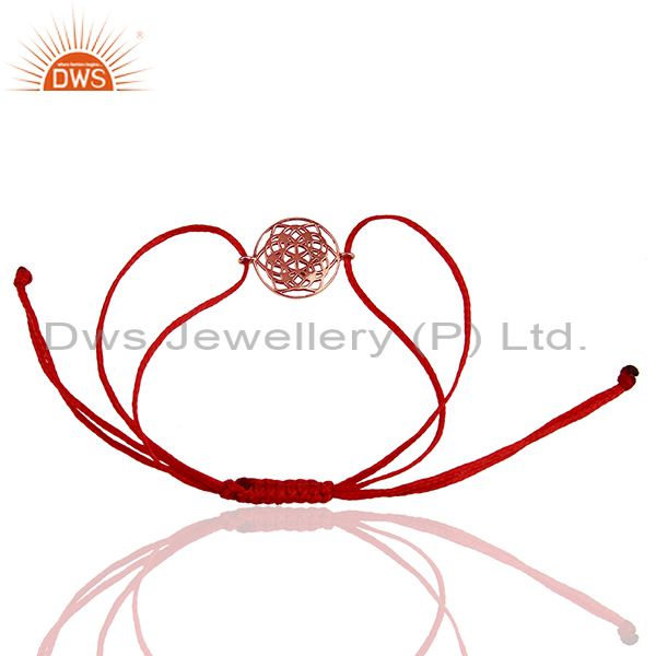 Exporter Flower of Life 925 Sterling Silver 18k Rose Gold Plated Red Thread Bracelet