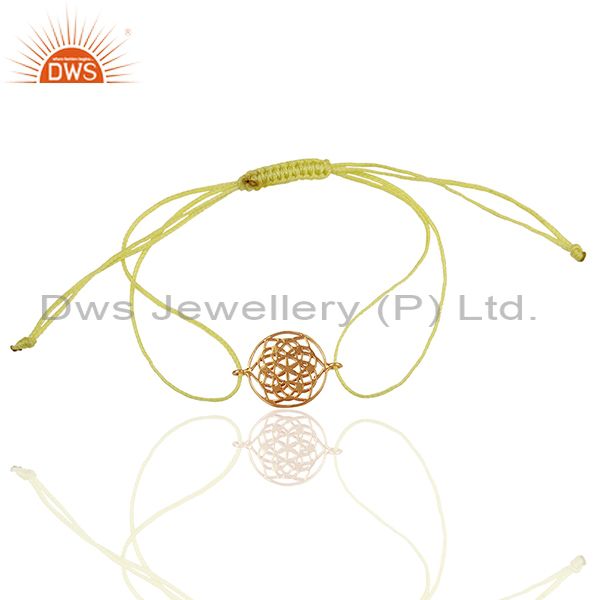 Exporter Flower of Life 925 Sterling Silver 18k Rose Gold Plated Yellow Thread Bracelet