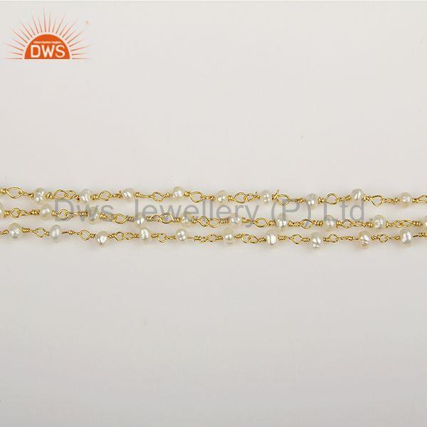 Exporter Multi Strand 925 Silver Gold Plated Beaded Pearl Bracelet Manufacturer