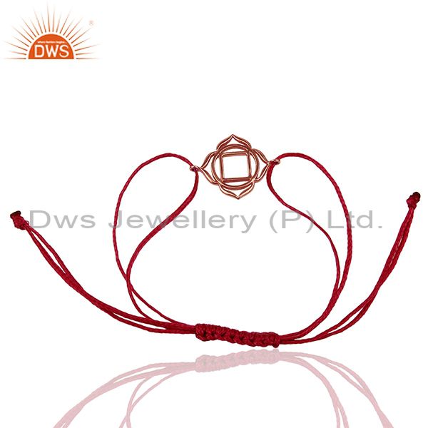 Exporter Muladhara Chakra 925 Sterling Silver Rose Gold Plated On Pink Thread Bracelet