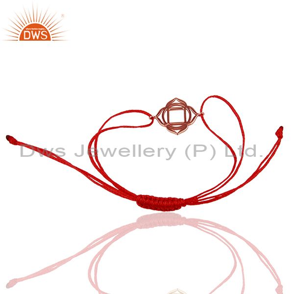 Exporter Muladhara Chakra 925 Sterling Silver Rose Gold Plated On Red Thread Bracelet