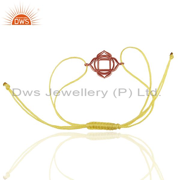 Exporter Muladhara Chakra 925 Sterling Silver Rose Gold Plated On Yellow Thread Bracelet