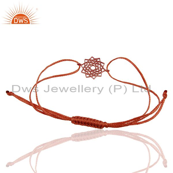 Exporter Sahasrara 925 Sterling Silver Rose Gold Plated On Orange Thread Bracelet