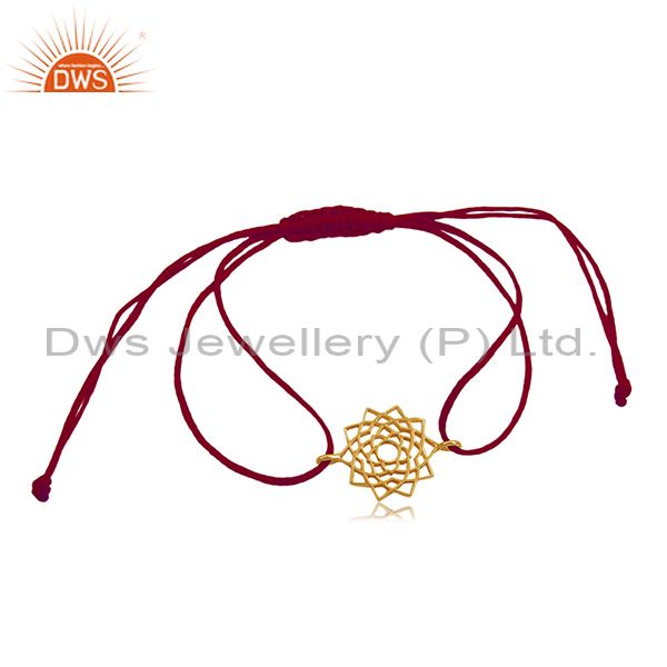 Exporter Pink Thread Adjustable Gold Plated Silver Charm Bracelet Manufacturer