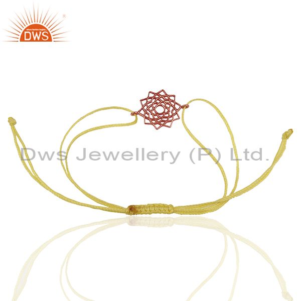 Exporter Sahasrara 925 Sterling Silver Rose Gold Plated On Yellow Thread Bracelet Jewelry