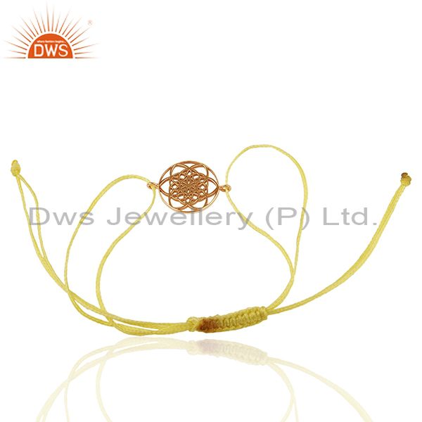 Exporter Flower Of Life 925 Sterling Silver Rose Gold Plated Yellow Thread Bracelet