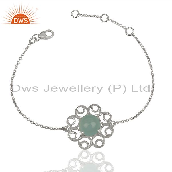 Supplier of 925 Sterling Fine Silver Chalcedony Aqua Gemstone Bracelet Wholesale
