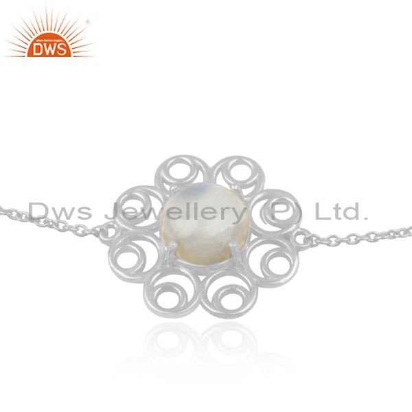 Supplier of Rainbow Moonstone 925 Sterling Silver Chain Bracelet Wholesale