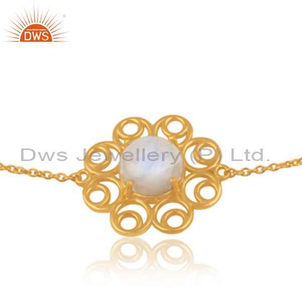 Supplier of Rainbow Moonstone Gold Plated Designer Silver Chain Bracelet Jewelry
