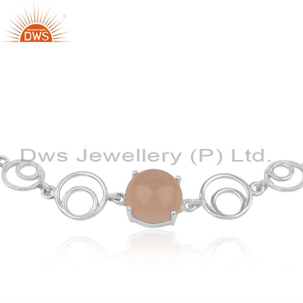 Supplier of Rose Chalcedony Gemstone Fine 925 Sterling Silver Chain Bracelet