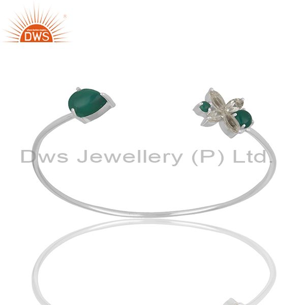 Exporter Fine Sterling Silver Green Onyx Gemstone Cuff Bracelet Manufacturer