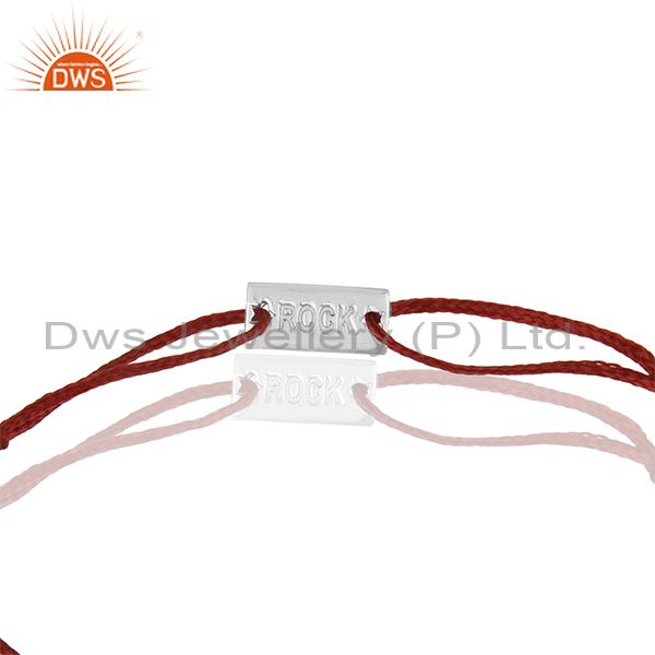 Exporter 925 Sterling Fine Silver Dark Red Thread Adjustable Bracelet Wholesale