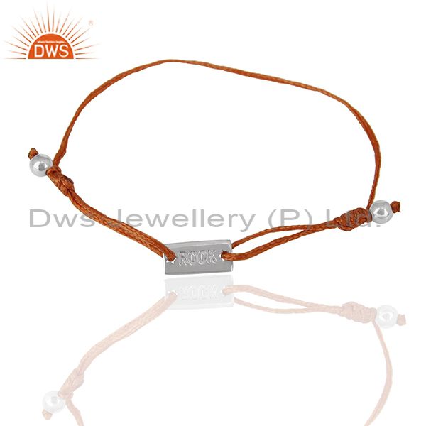Exporter 92.5 Sterling Silver Orange Threat Adjustable Bracelet Manufacturers