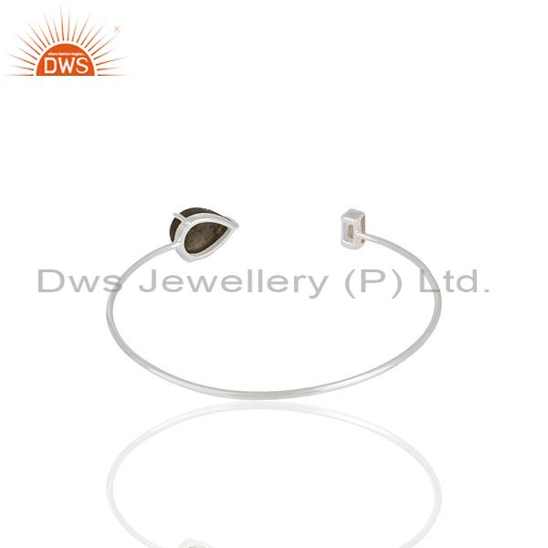 Exporter Solid 925 Sterling Fine Silver Multi Gemstone Cuff Bracelet Wholesale