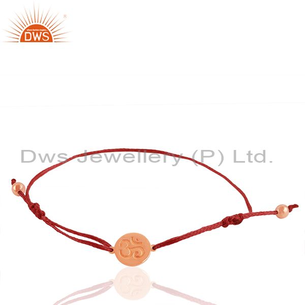 Exporter Handmade Engraved Om Charm Red Thread Adjustable Bracelet Wholesale