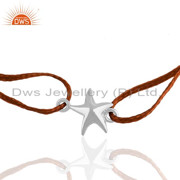 Exporter Brown Cotton Thread Star Charm Rose Gold Silver Bracelet Manufacturer