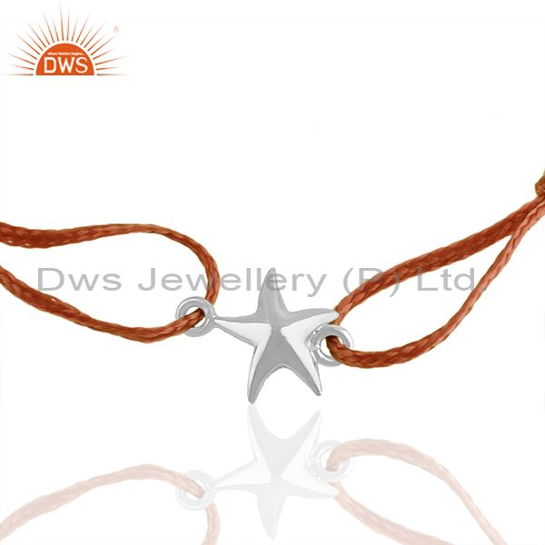 Exporter White 925 Sterling Silver Lucky Star Charm Unisex Bracelet Wholesale