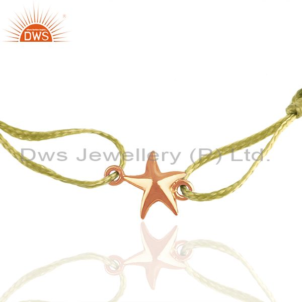 Exporter Rose Gold Plated 925 Silver Star Charm Yellow Macrame Unisex Bracelet