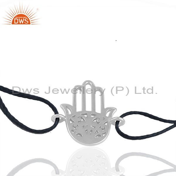 Exporter White 925 Plain Sterling Silver Hamsa Hand Charm Bracelet Wholesale