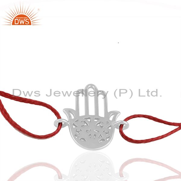 Exporter Buddhism Lucky Hamsa Hand Charm Plain Silver Bracelet Manufacturers