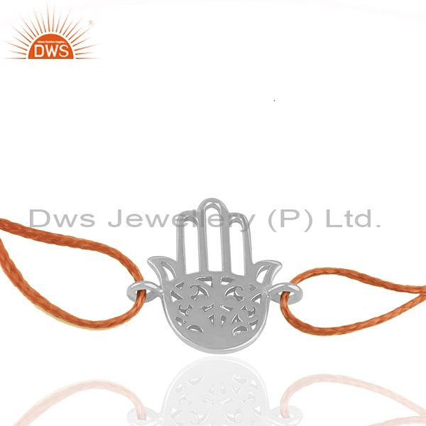 Exporter Hamsa Hand Buddhism Charm White 925 Silver Bracelet Manufacturer