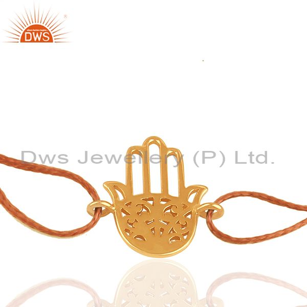 Exporter Gold Plated 925 Silver Buddhism Hamsa Hand Charm Bracelet Wholesale
