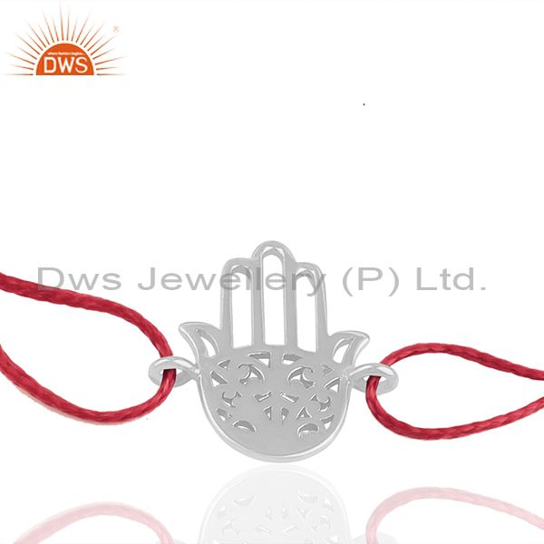 Exporter White 925 Sterling Silver Buddhism Hamsa Hand Charm Bracelet Wholesale