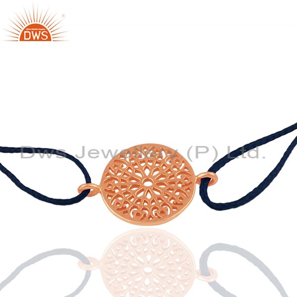Exporter Rose Gold Plated Sterling Silver Charm Blue Thread Bracelet Supplier