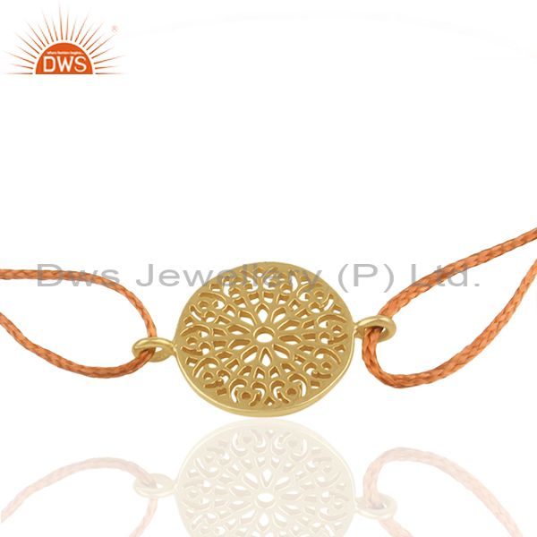 Exporter Handmade Orange Thread Adjustable Silver Charm Bracelet Manufacturer