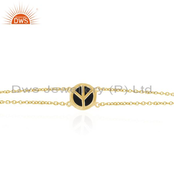 Exporter Customized Peace Design 925 Silver Gold Platd Chain Bracelet Manufacturer