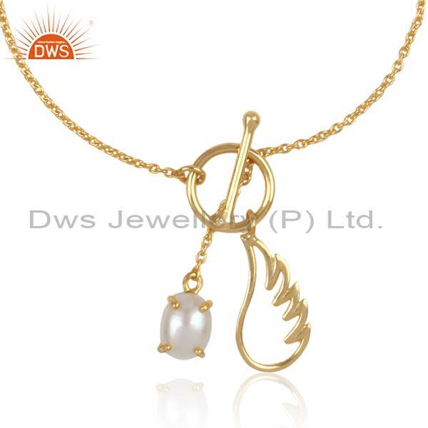Wholesale Angel Wigns Designer Gold on Silver 925 Pearl Bracelet
