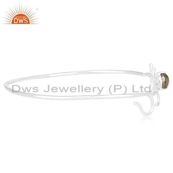 Exporter Fine 925 Sterling Silver Om Aum Charm Pyrite Gemstone Cuff Bracelet Suppliers