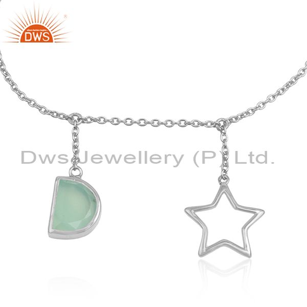Aqua chalcedony gemstone designer 925 sterling silver bracelets