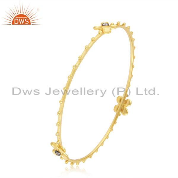 Supplier of 14k yellow gold plated 925 silver white zircon bangle manufacturer
